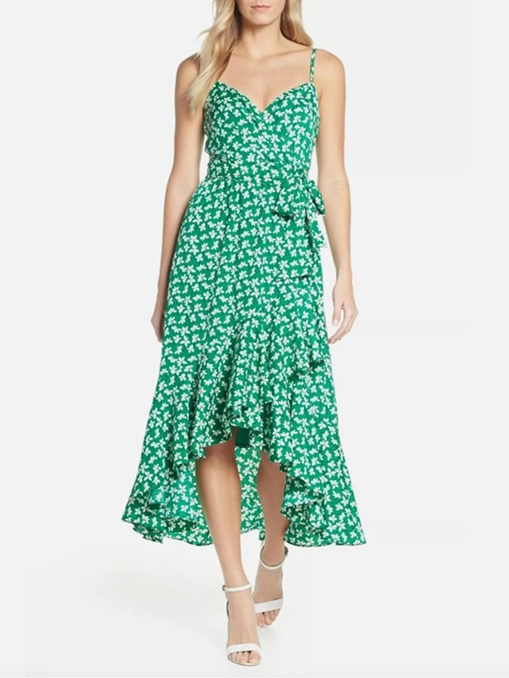 Eliza J Floral Print Faux Wrap Dress